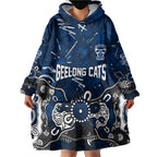 Personalized Geelong Cats Wearable Blanket Hoodie Aboriginal Dot Painting Graffiti Style