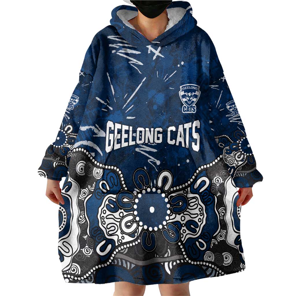Personalized Geelong Cats Wearable Blanket Hoodie Aboriginal Dot Painting Graffiti Style