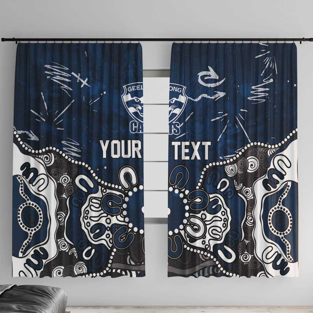 Personalized Geelong Cats Window Curtain Aboriginal Dot Painting Graffiti Style