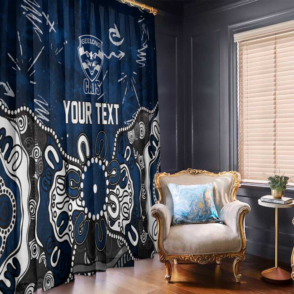 Personalized Geelong Cats Window Curtain Aboriginal Dot Painting Graffiti Style