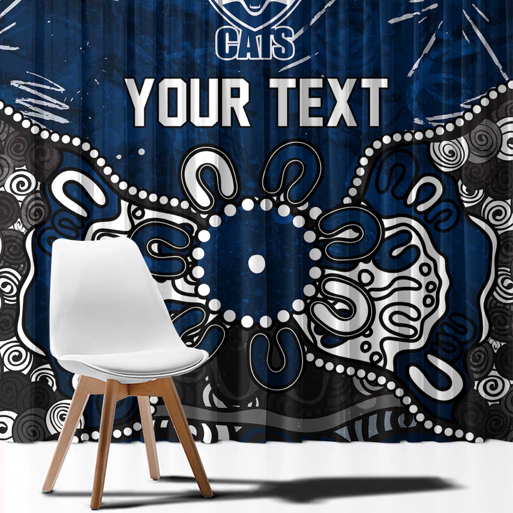 Personalized Geelong Cats Window Curtain Aboriginal Dot Painting Graffiti Style