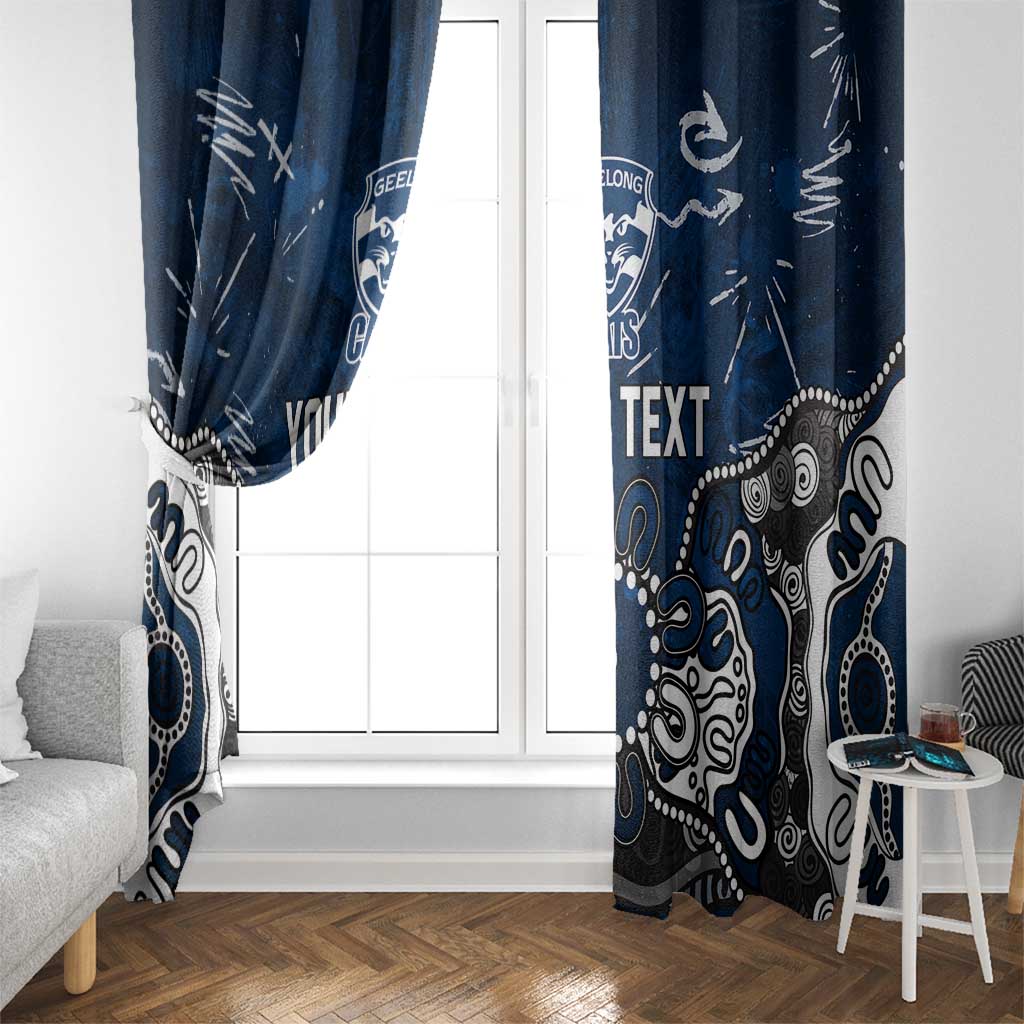 Personalized Geelong Cats Window Curtain Aboriginal Dot Painting Graffiti Style