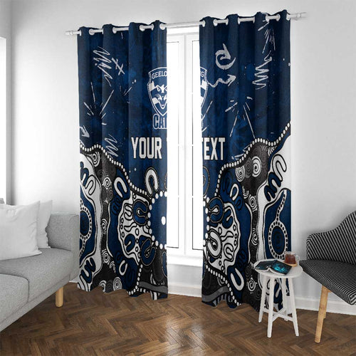 Personalized Geelong Cats Window Curtain Aboriginal Dot Painting Graffiti Style