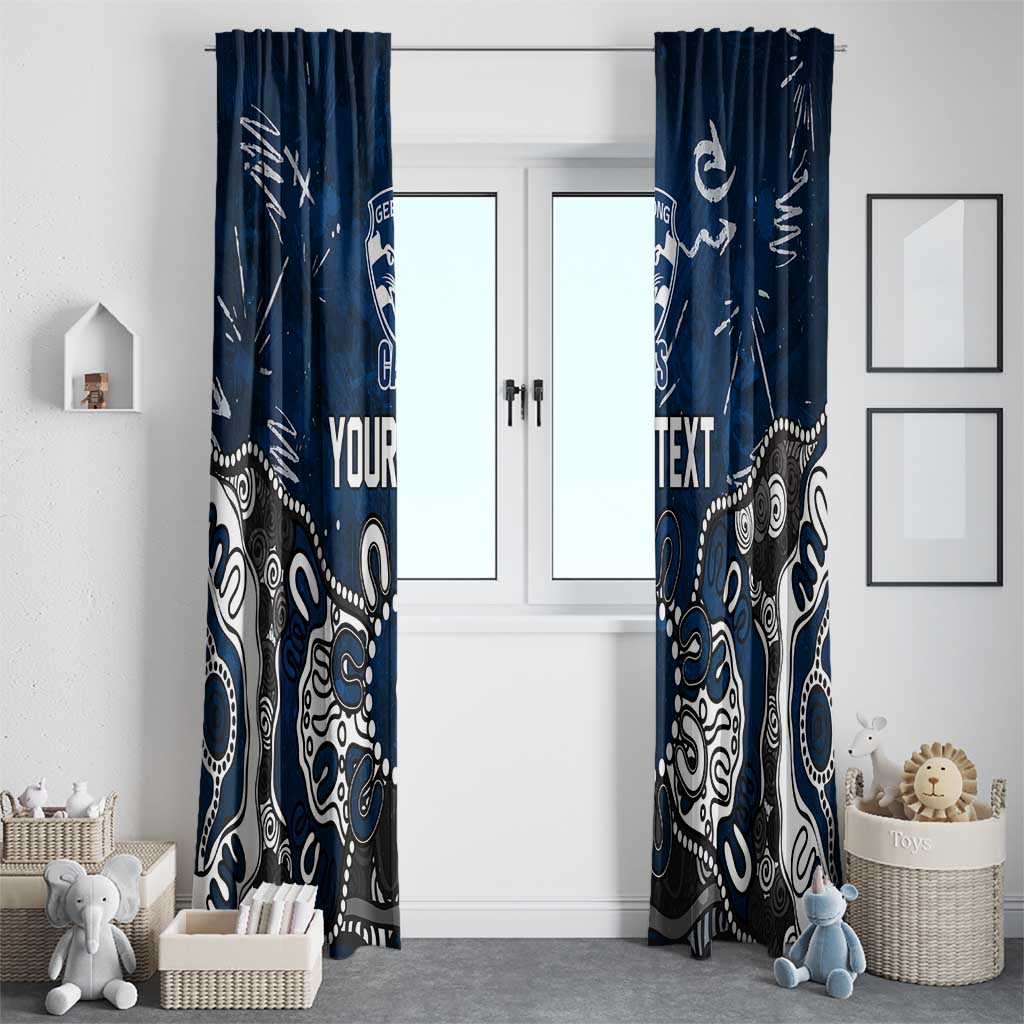Personalized Geelong Cats Window Curtain Aboriginal Dot Painting Graffiti Style