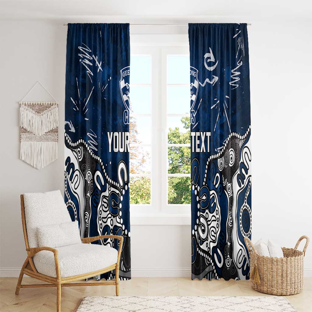 Personalized Geelong Cats Window Curtain Aboriginal Dot Painting Graffiti Style