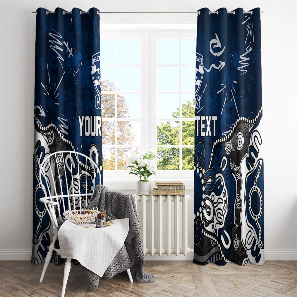 Personalized Geelong Cats Window Curtain Aboriginal Dot Painting Graffiti Style