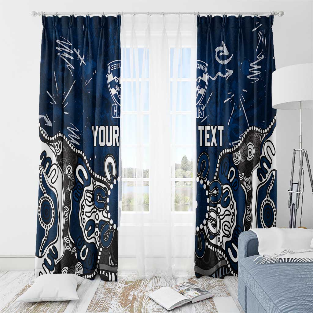 Personalized Geelong Cats Window Curtain Aboriginal Dot Painting Graffiti Style