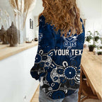 Personalized Geelong Cats Women Casual Shirt Aboriginal Dot Painting Graffiti Style