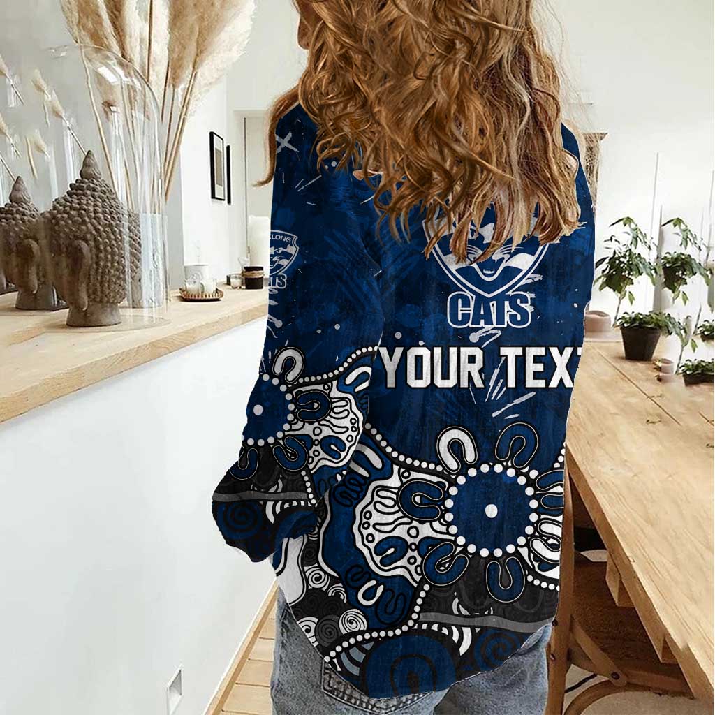 Personalized Geelong Cats Women Casual Shirt Aboriginal Dot Painting Graffiti Style