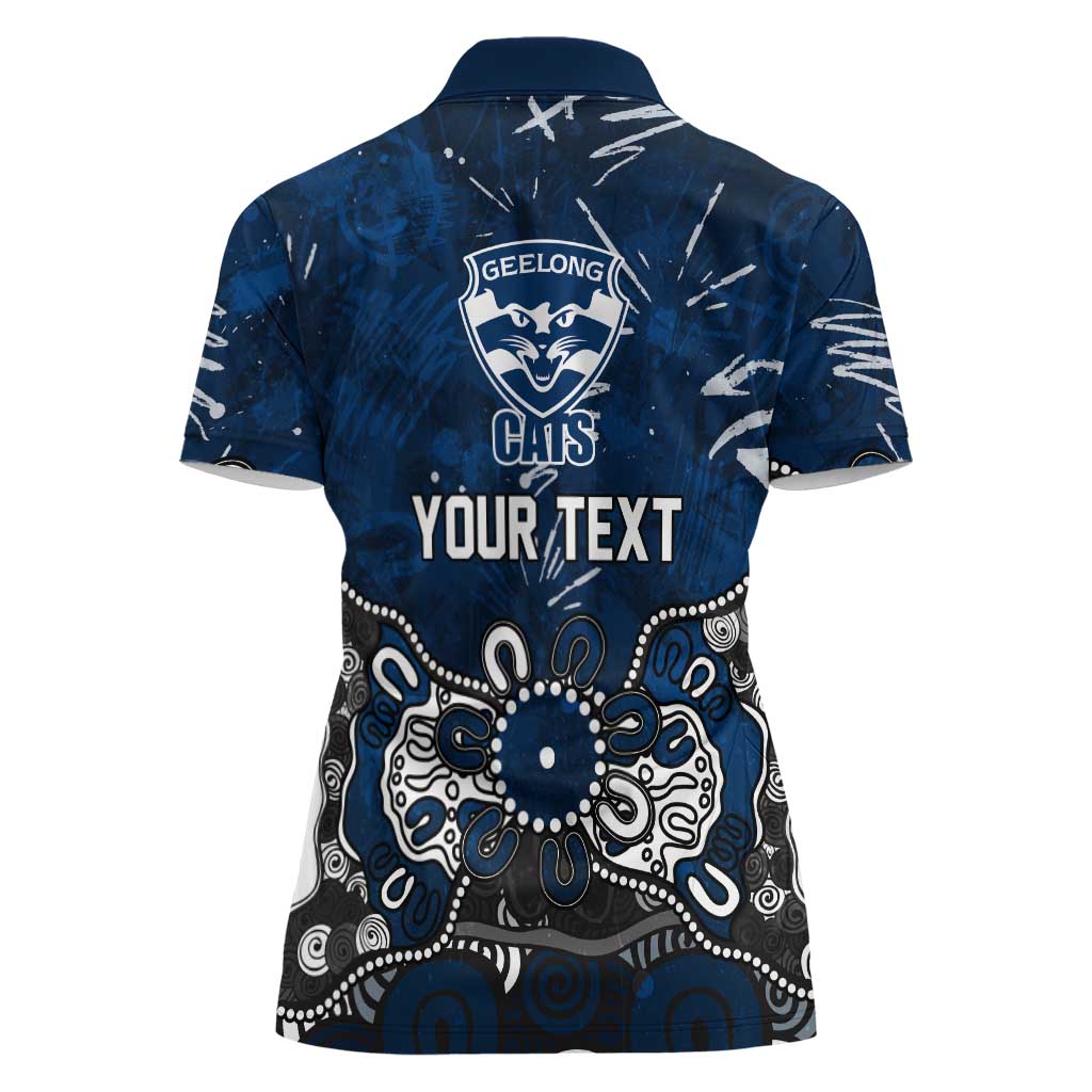 Personalized Geelong Cats Women Polo Shirt Aboriginal Dot Painting Graffiti Style