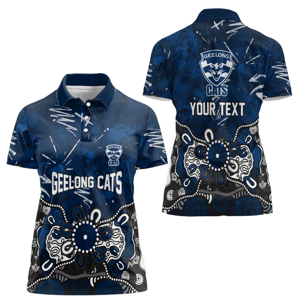 Personalized Geelong Cats Women Polo Shirt Aboriginal Dot Painting Graffiti Style