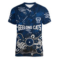 Personalized Geelong Cats Women V-Neck T-Shirt Aboriginal Dot Painting Graffiti Style