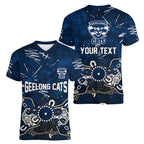 Personalized Geelong Cats Women V-Neck T-Shirt Aboriginal Dot Painting Graffiti Style