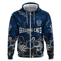 Personalized Geelong Cats Zip Hoodie Aboriginal Dot Painting Graffiti Style