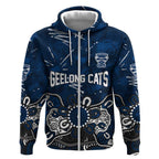 Personalized Geelong Cats Zip Hoodie Aboriginal Dot Painting Graffiti Style