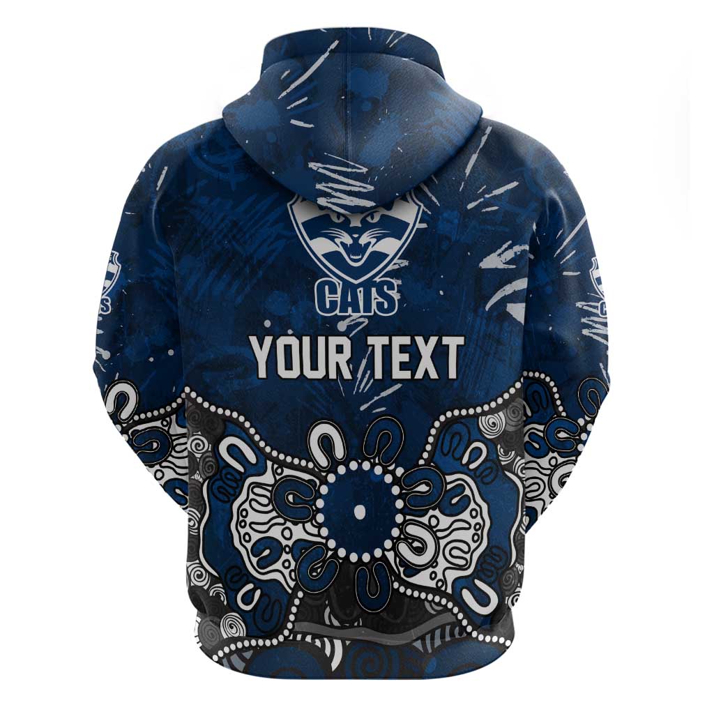 Personalized Geelong Cats Zip Hoodie Aboriginal Dot Painting Graffiti Style