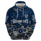 Personalized Geelong Cats Zip Hoodie Aboriginal Dot Painting Graffiti Style