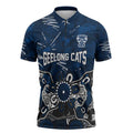 Personalized Geelong Cats Zipper Polo Shirt Aboriginal Dot Painting Graffiti Style