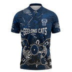Personalized Geelong Cats Zipper Polo Shirt Aboriginal Dot Painting Graffiti Style