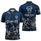 Personalized Geelong Cats Zipper Polo Shirt Aboriginal Dot Painting Graffiti Style