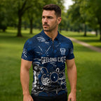 Personalized Geelong Cats Zipper Polo Shirt Aboriginal Dot Painting Graffiti Style