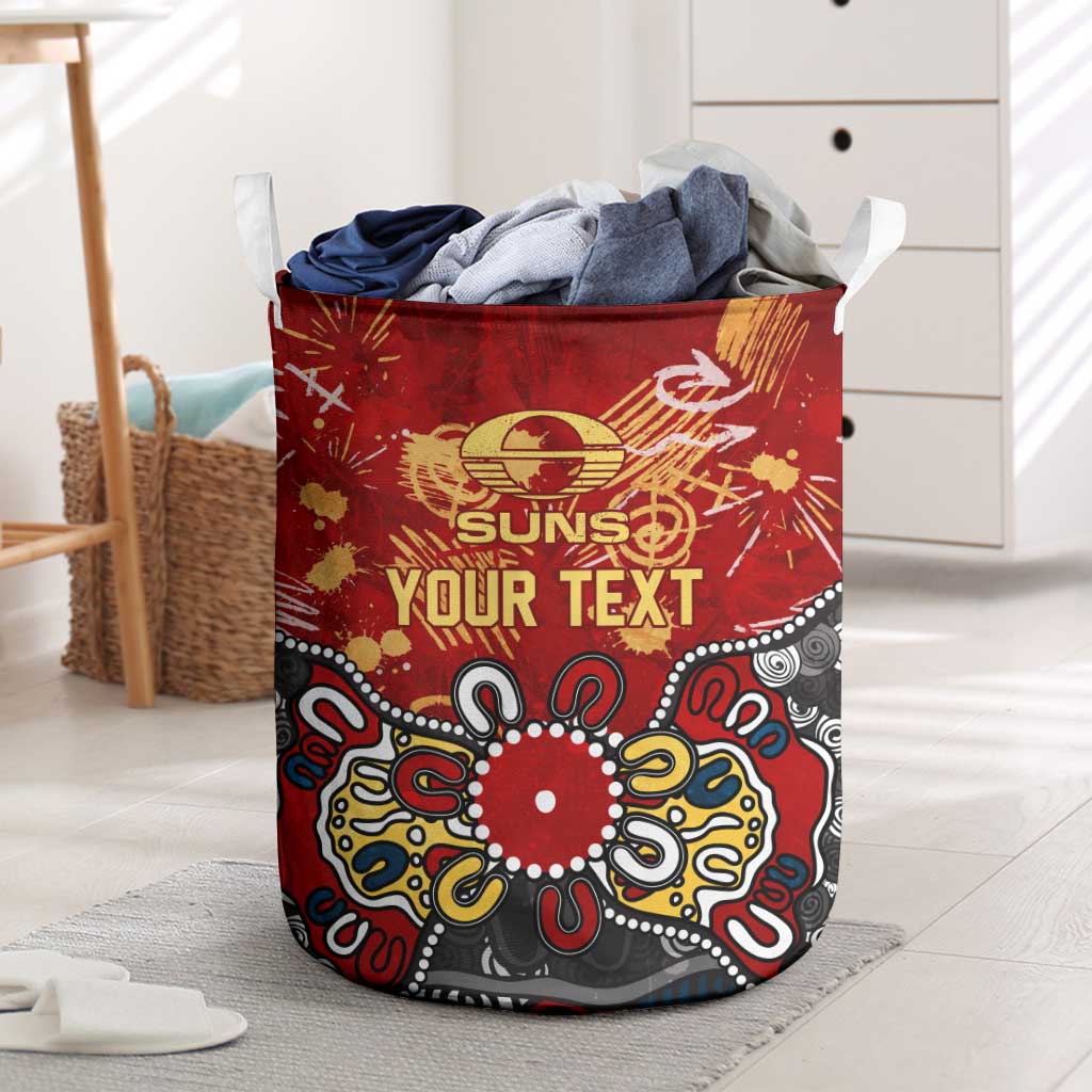 Personalized Gold Coast Suns Laundry Basket Aboriginal Dot Painting Graffiti Style