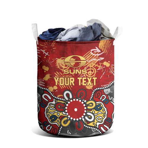 Personalized Gold Coast Suns Laundry Basket Aboriginal Dot Painting Graffiti Style