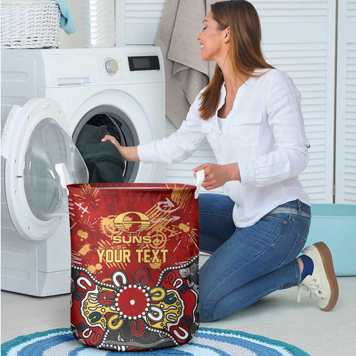 Personalized Gold Coast Suns Laundry Basket Aboriginal Dot Painting Graffiti Style