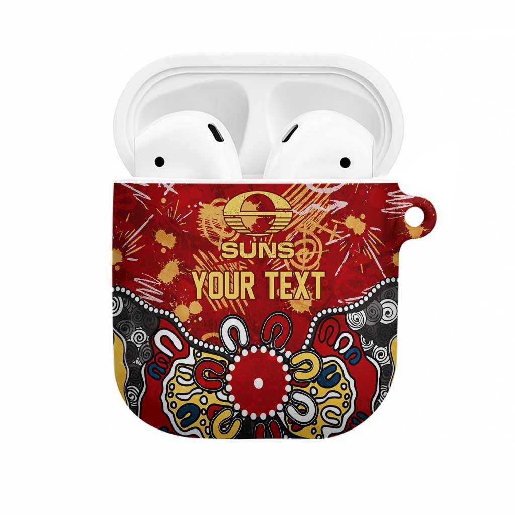 Personalized Gold Coast Suns AirPods Case Aboriginal Dot Painting Graffiti Style