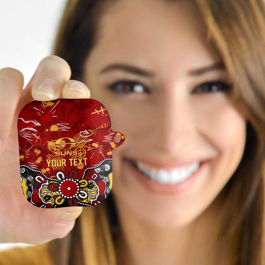 Personalized Gold Coast Suns AirPods Case Aboriginal Dot Painting Graffiti Style