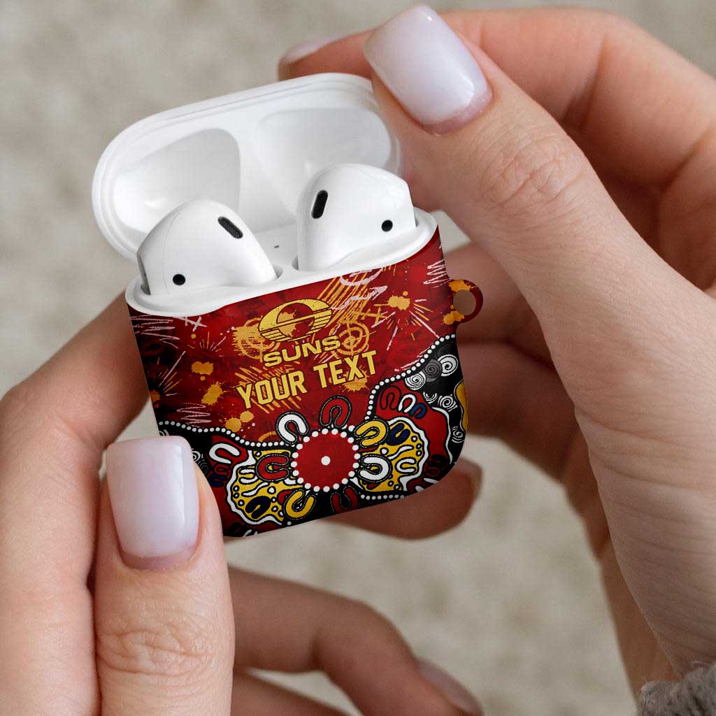Personalized Gold Coast Suns AirPods Case Aboriginal Dot Painting Graffiti Style