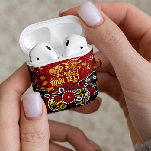Personalized Gold Coast Suns AirPods Case Aboriginal Dot Painting Graffiti Style