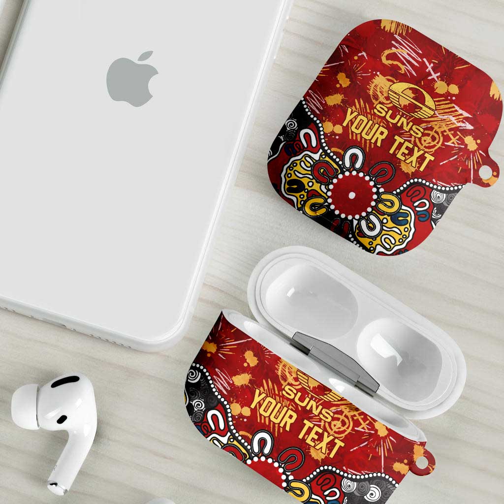 Personalized Gold Coast Suns AirPods Case Aboriginal Dot Painting Graffiti Style