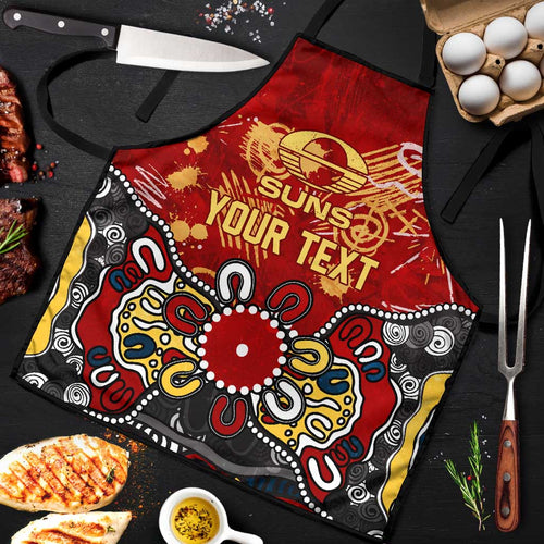 Personalized Gold Coast Suns Apron Aboriginal Dot Painting Graffiti Style