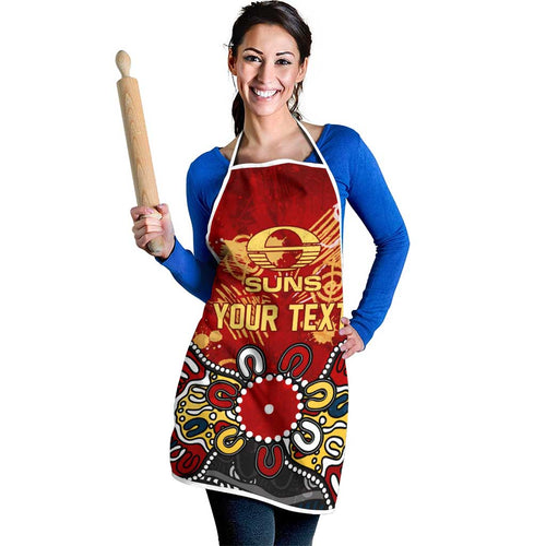 Personalized Gold Coast Suns Apron Aboriginal Dot Painting Graffiti Style