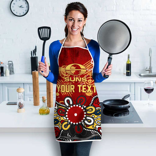 Personalized Gold Coast Suns Apron Aboriginal Dot Painting Graffiti Style