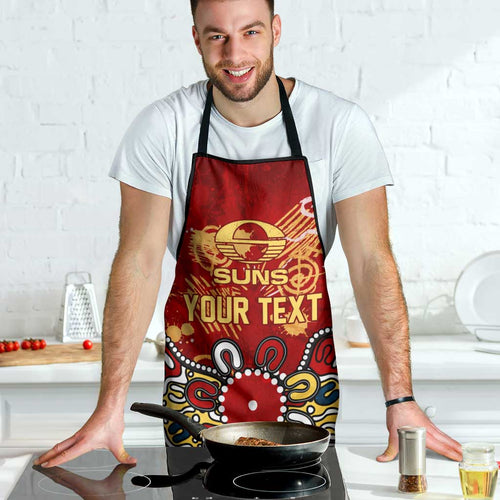 Personalized Gold Coast Suns Apron Aboriginal Dot Painting Graffiti Style