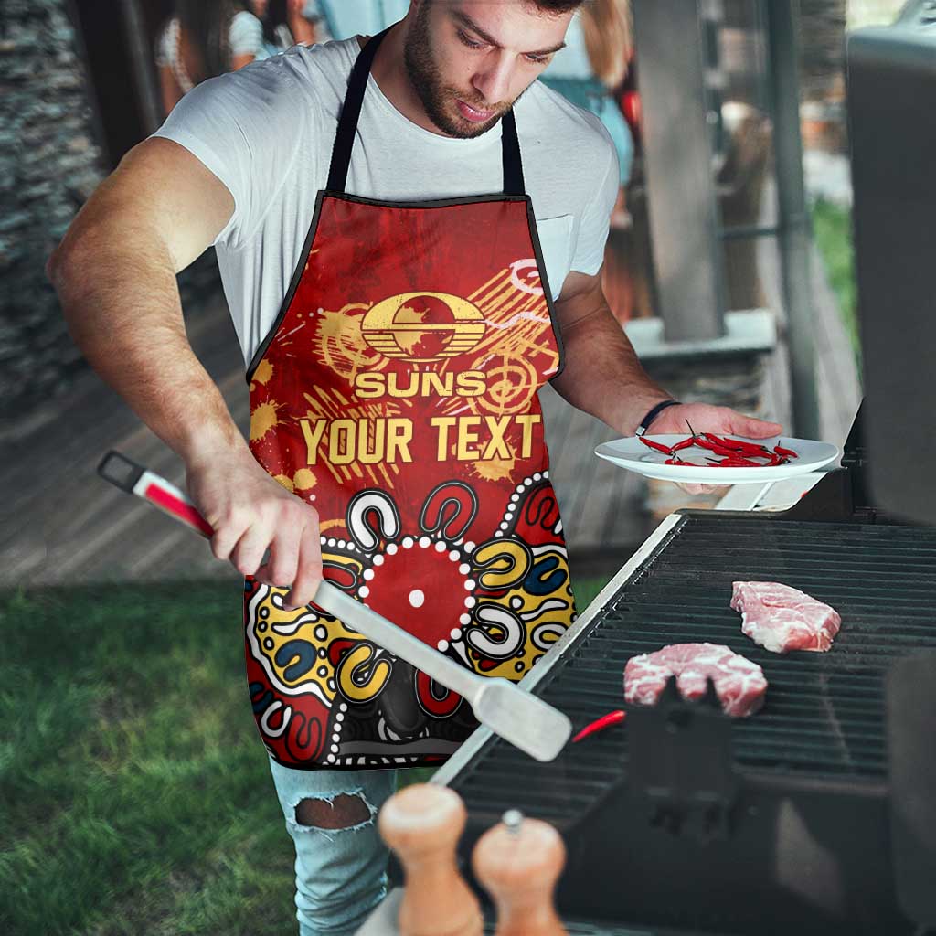 Personalized Gold Coast Suns Apron Aboriginal Dot Painting Graffiti Style