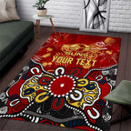 Personalized Gold Coast Suns Area Rug Aboriginal Dot Painting Graffiti Style