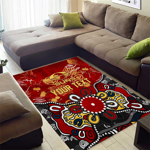 Personalized Gold Coast Suns Area Rug Aboriginal Dot Painting Graffiti Style