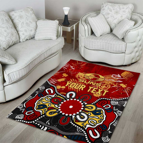 Personalized Gold Coast Suns Area Rug Aboriginal Dot Painting Graffiti Style