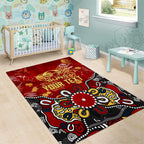 Personalized Gold Coast Suns Area Rug Aboriginal Dot Painting Graffiti Style