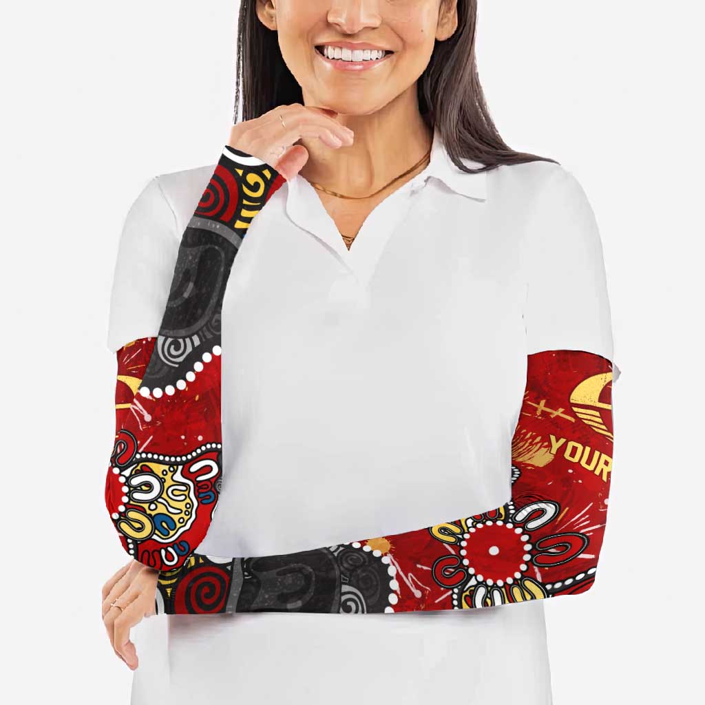 Personalized Gold Coast Suns Arm Sleeves Aboriginal Dot Painting Graffiti Style