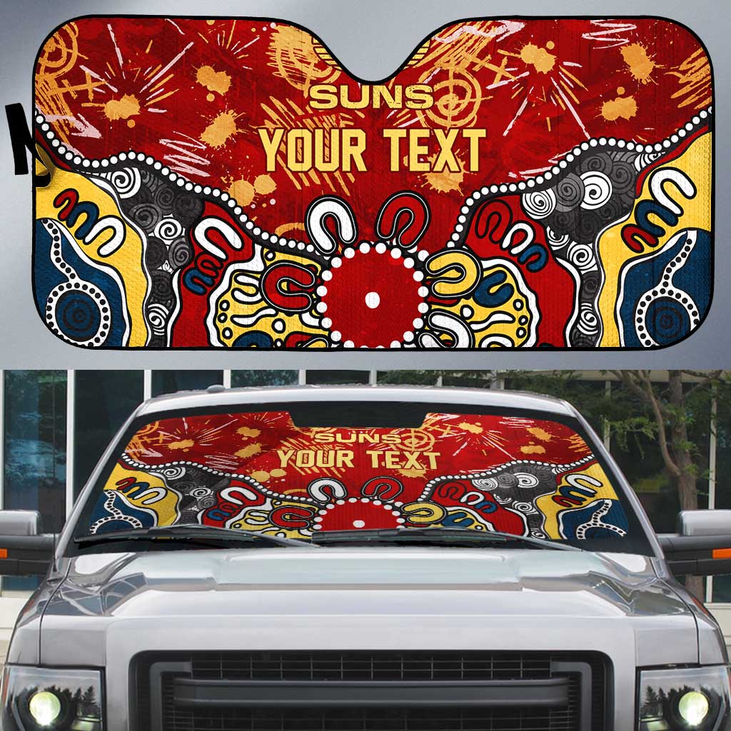 Personalized Gold Coast Suns Auto Sun Shade Aboriginal Dot Painting Graffiti Style