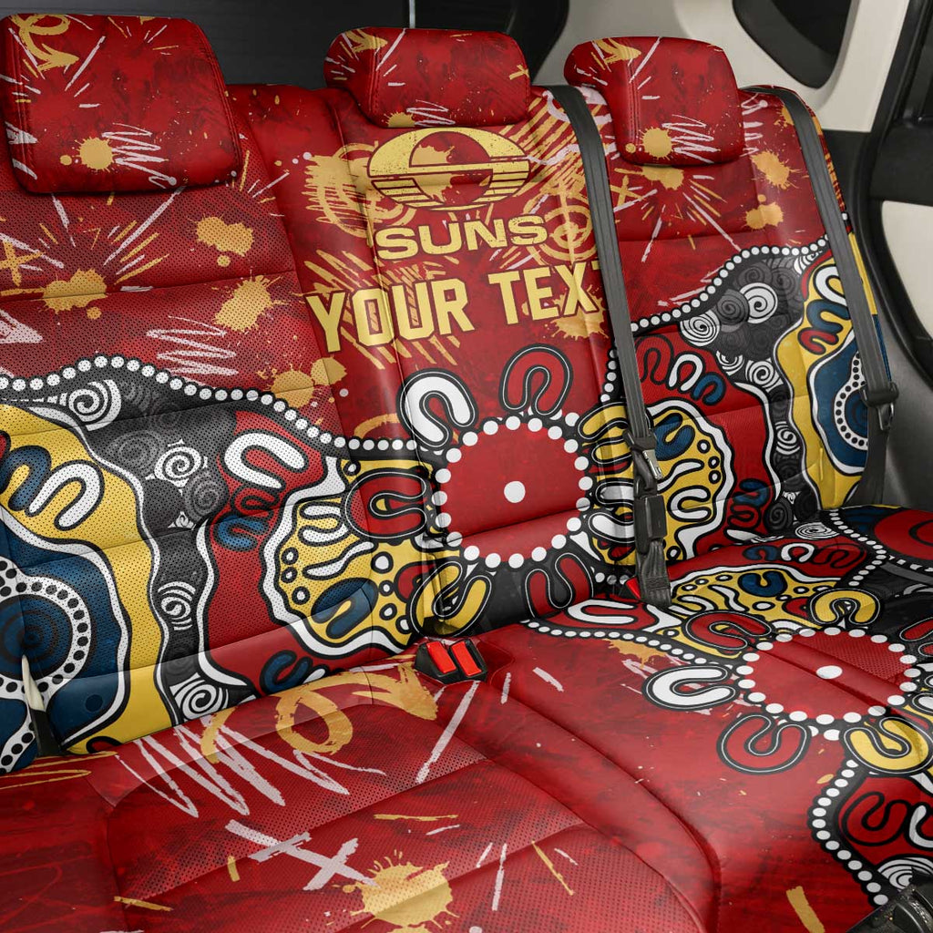 Personalized Gold Coast Suns Back Car Seat Cover Aboriginal Dot Painting Graffiti Style