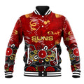 Personalized Gold Coast Suns Baseball Jacket Aboriginal Dot Painting Graffiti Style