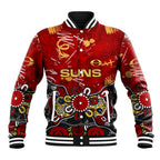 Personalized Gold Coast Suns Baseball Jacket Aboriginal Dot Painting Graffiti Style