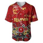 Personalized Gold Coast Suns Baseball Jersey Aboriginal Dot Painting Graffiti Style