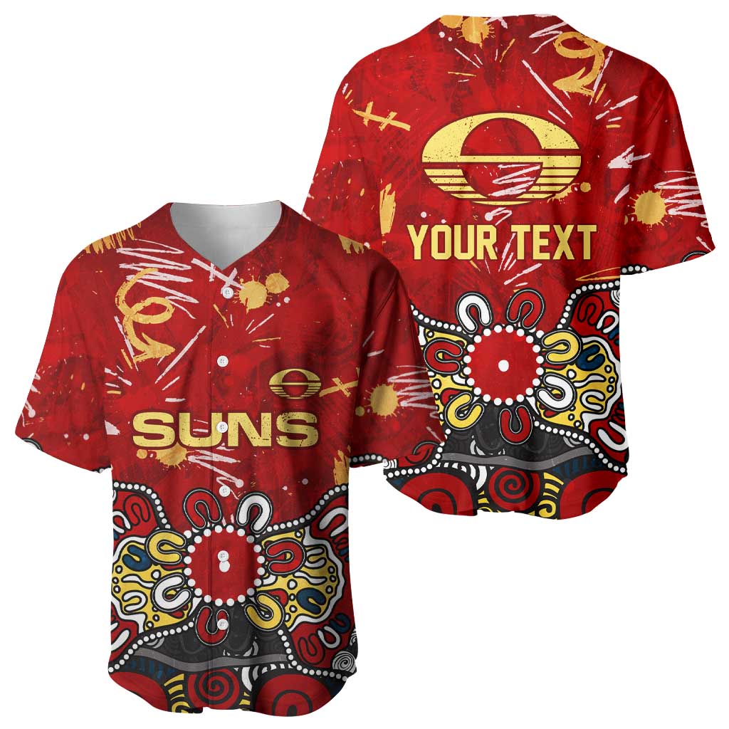 Personalized Gold Coast Suns Baseball Jersey Aboriginal Dot Painting Graffiti Style