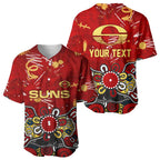 Personalized Gold Coast Suns Baseball Jersey Aboriginal Dot Painting Graffiti Style